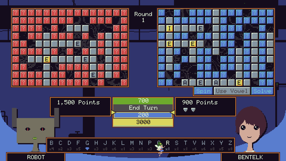 screenshot of spinning for letters